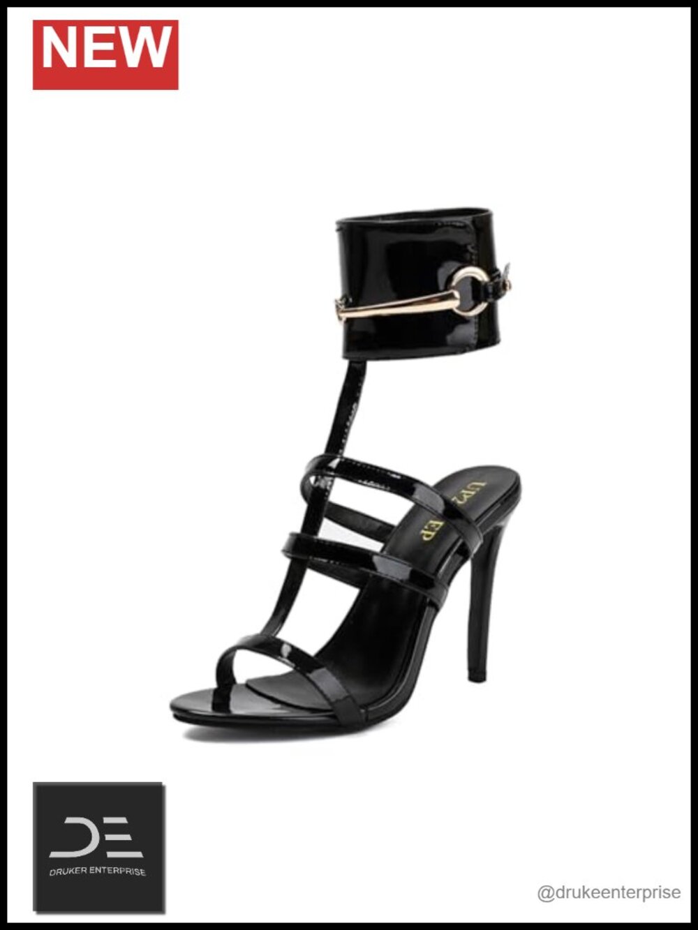 Patent Open Toe T-strap Strappy Slingback Ankle Tie Up Stiletto High Heeled